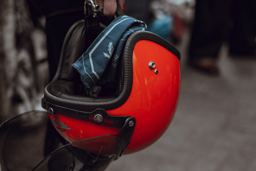 Red motorbike helmet